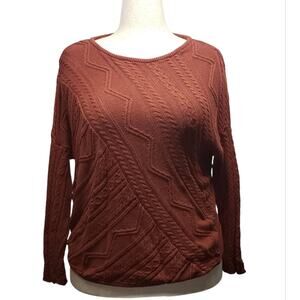 Left on Houston Rust Sweater Sz S Oversized Geometric Knit Retro Boho Cozycore